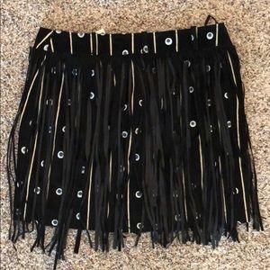 Kenzo Genuine Suede Painted Skirt with Fringe